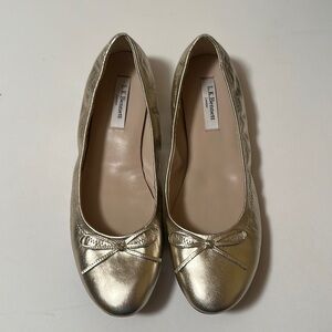 L.K. Bennett London Ballet Flats Ballerinas EU 40 9.5US Gold Metallic